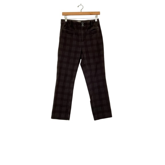 Anthropologie The Essential Slim Pants Sz6 Black W/ Plaid Textured Pattern Retro - Picture 1 of 14